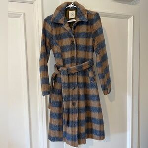 Urban Outfitters Blue and Tan Trench Coat